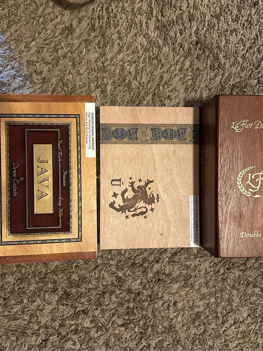Assorted Wooden Cigar Boxes - Brown Finish